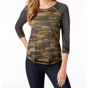 LUCKY BRAND CAMO RAGLAN TEE